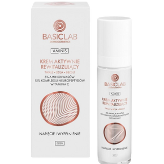 BasicLab Dermocosmetics - Krem aktywnie rewitalizujący na dzień do twarzy szyi i dekoltu z 5% aminokwasów - napięcie i wypełnienie 50ml (data ważności: 07.2025)