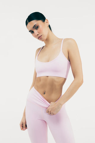 LIGAS - Stanik sportowy z dekoltem V Angie - LUMEA różowy