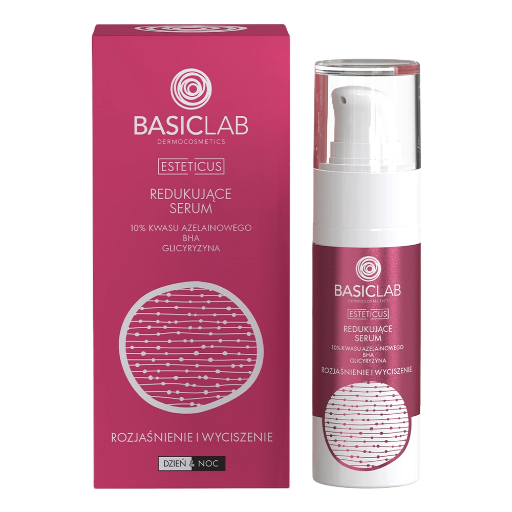 BasicLab – Redukujące serum 10% kwasu azelainowego + BHA + Glicyryzyna – Rozjaśnienie i wyciszenie 30ml