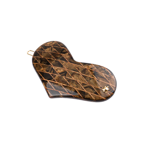 Spinka do włosów vintage heart - checkered/brown