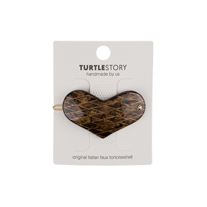 Spinka do włosów vintage heart - checkered/brown