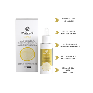 BasicLab Dermocosmetics - Antyoksydacyjne serum regenerujące z 10% wit.C - odżywienie i wyrównanie 30ml