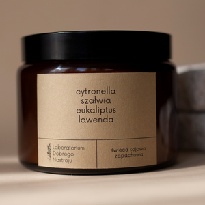 Świeca sojowa - cytronella, szałwia, eukaliptus i lawenda 500ml